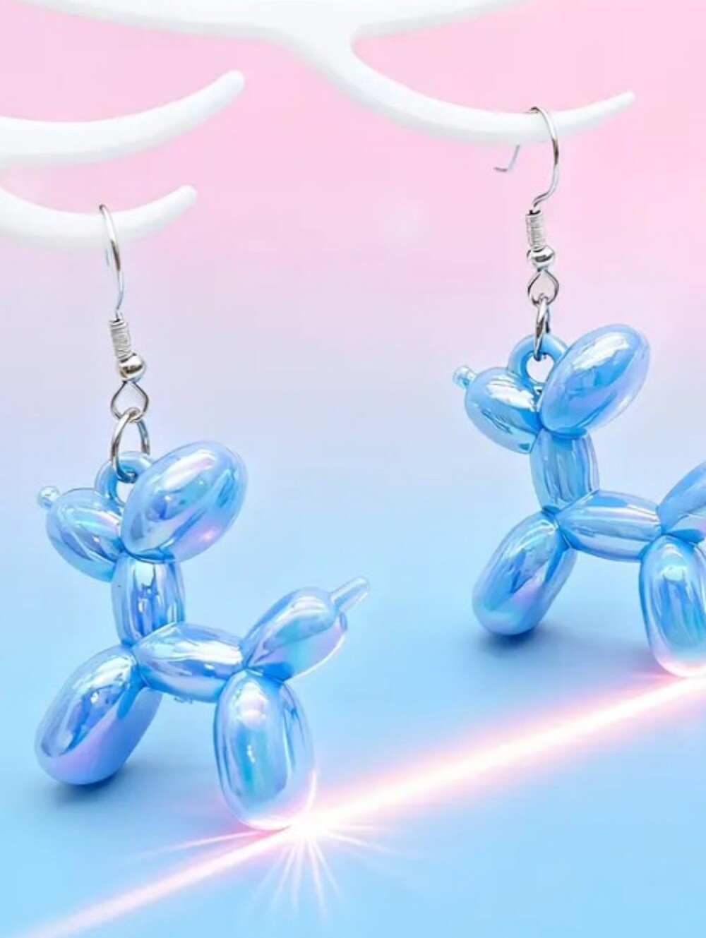 Blue Balloon Dog Dangle Earrings